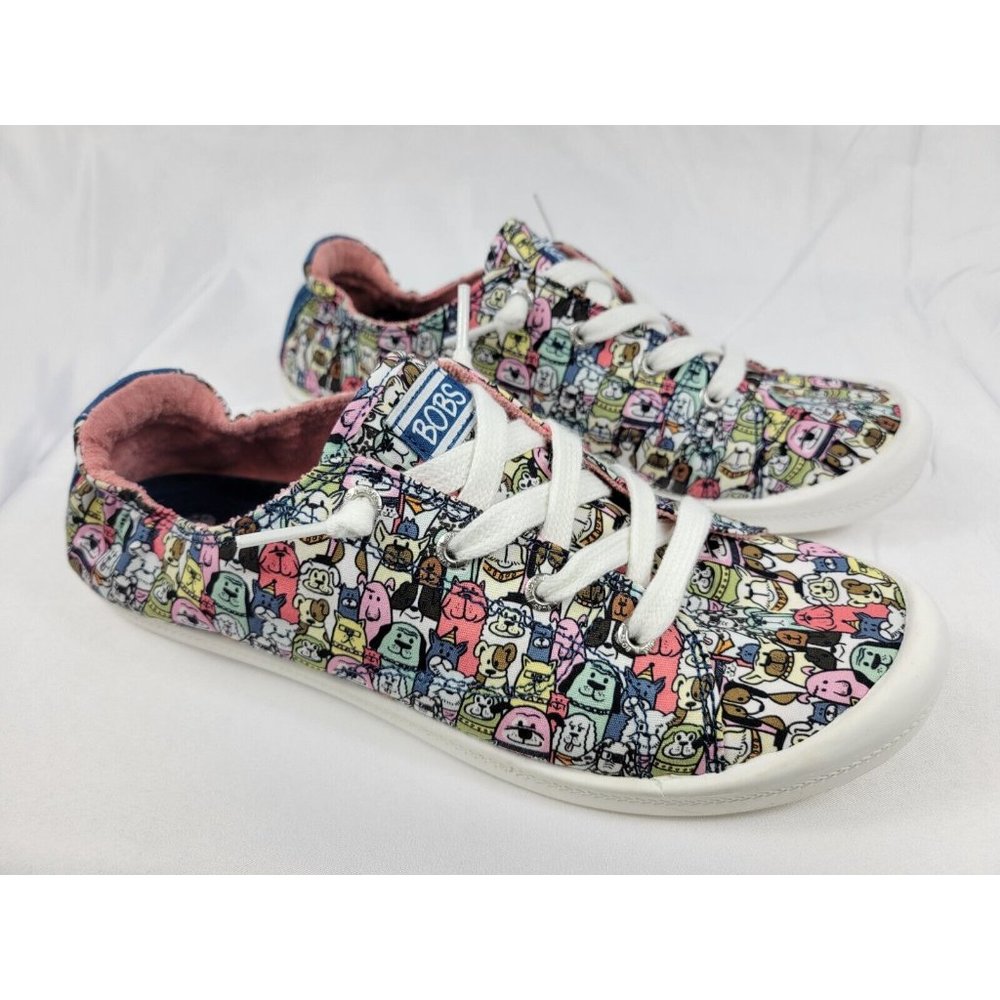 Bobs Skechers Beach Bingo Dogs Low Top Shoes Sneakers Womens Size 9.5 113036 - Picture 1 of 12